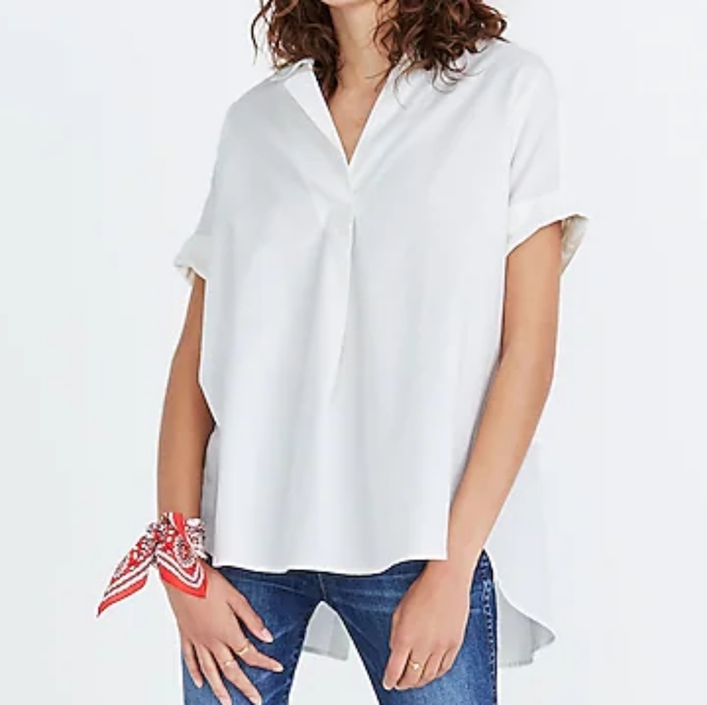Madewell White Courier Button-Back Oversized Women's Shirt (HOLE) | Size M